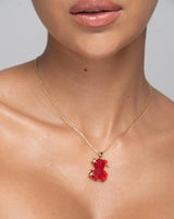 TEDDY BEAR RED NECKLACE